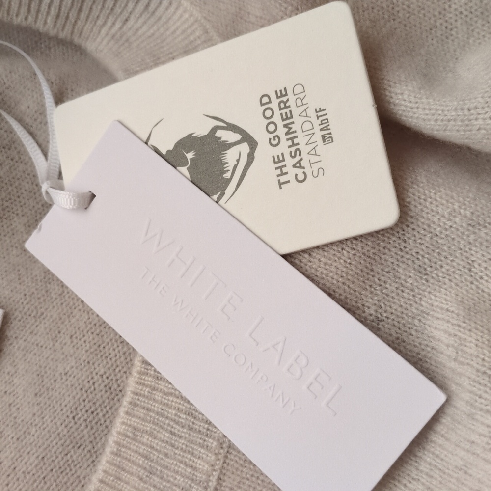 100% Cashmere The White Company Multi Stripe Jumper Sweater Size L - Picture 6 of 7